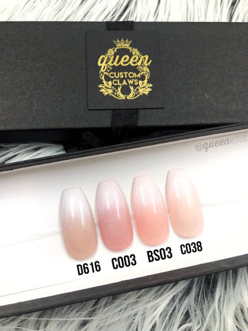 Studded Baby Boomer Pink White Ombre Press On Nails Queen Custom Claws