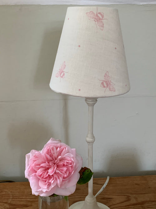 Candle  Clip Lampshade in Blush Pink Busy Bees by Peony and Sage