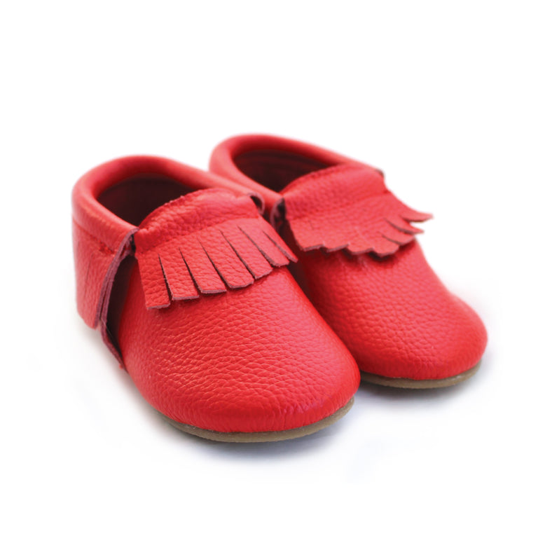 red baby moccasins