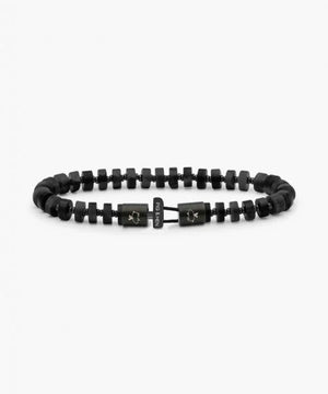 Brontide 6mm Mens Bracelet - Black Agath/Black - M/L - Talulah Belle
