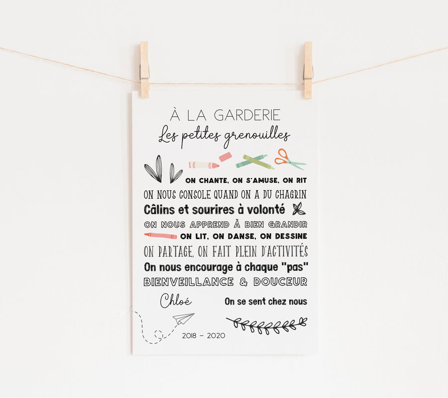 Affiche A La Garderie Momyboutique