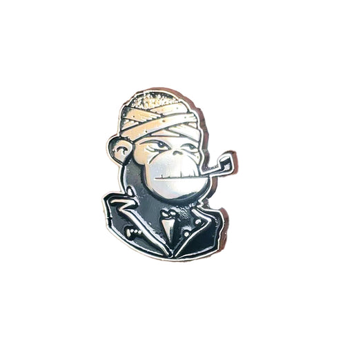 DeeCracks - Shaped Monkey Black & Silver Enamel 1.25" Pin