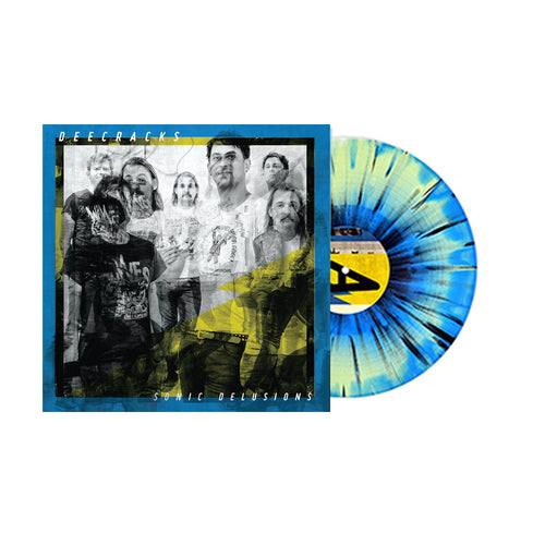 DeeCracks - Sonic Delusions Cyan, White, & Yellow W/ Black Splatter Tri-Color Vinyl LP