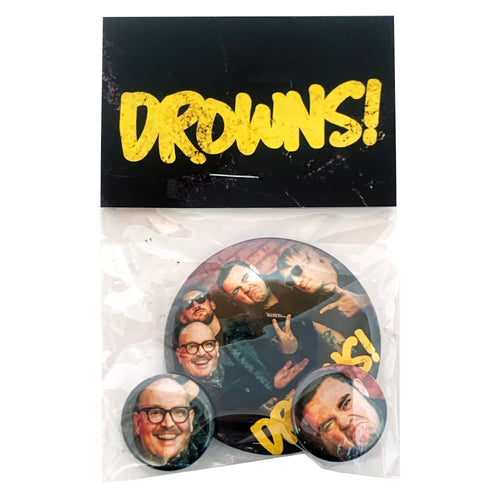 The Drowns - Know Who You Are - 4 1" & 1 2.25" Button Pack in Bag w/ Hang Card