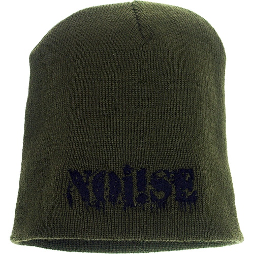 NOi!SE - Text Logo Black On Olive - Uncuffed Beanie