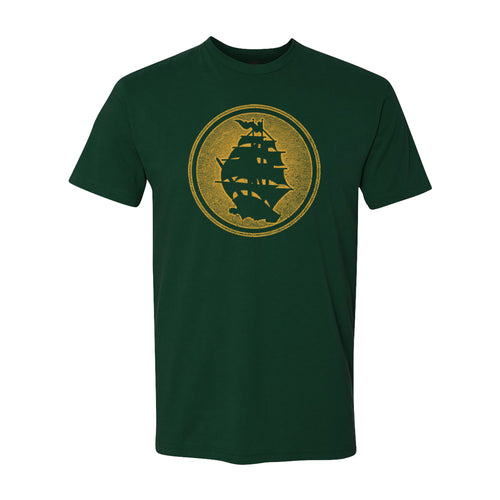 Pirates Press - Circle Logo - Gold on Forest Green - T-Shirt