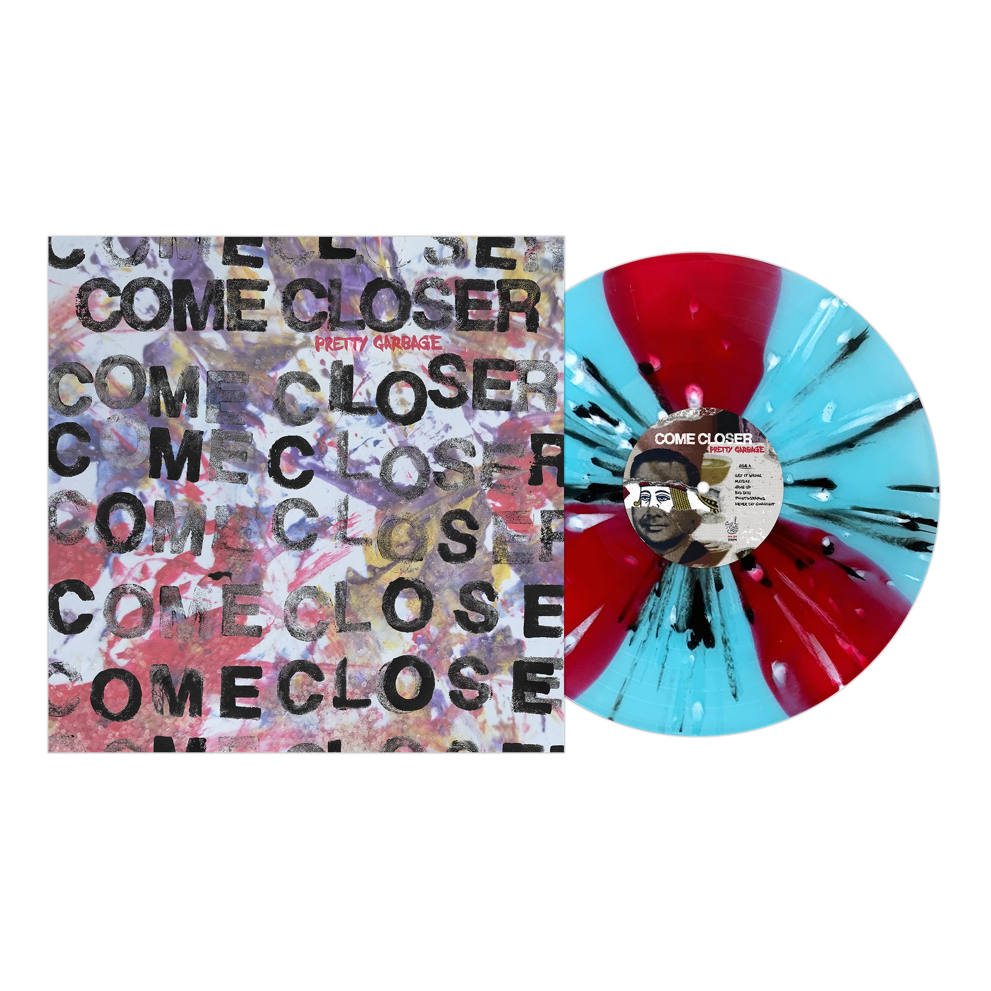 Come Closer - Pretty Garbage Blue & Red Pinwheel Splatter Vinyl LP