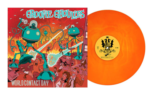 Groovie Ghoulies - World Contact Day - Neon Yellow & Neon Orange Galaxy - Vinyl LP