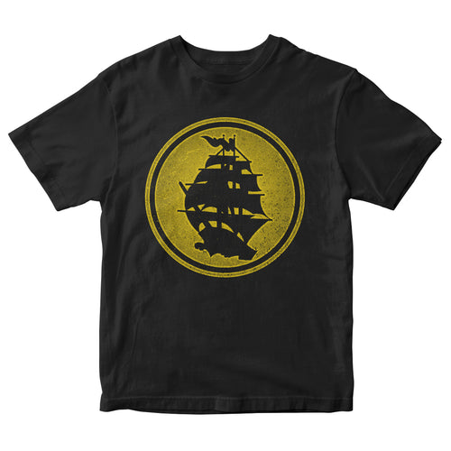 Pirates Press - Circle Logo - Gold On Black - T-Shirt