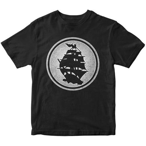 Pirates Press - Circle Logo - White On Black - T-Shirt