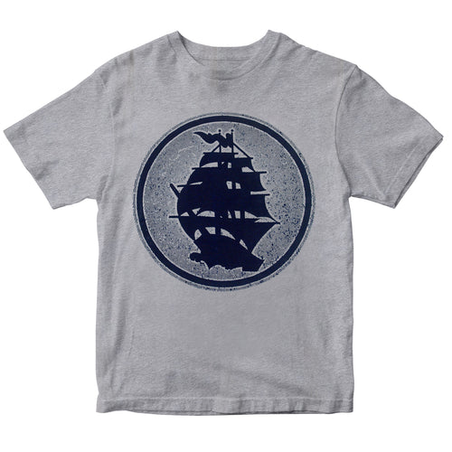 Pirates Press - Circle Logo - Navy on Heather - T-Shirt