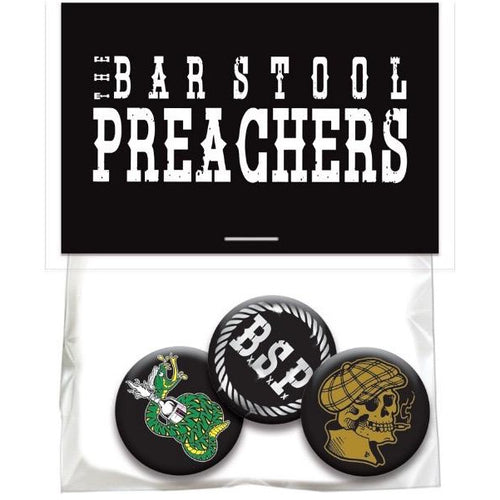 The Bar Stool Preachers - 3 Button Pack in Bag w/ Hang Card
