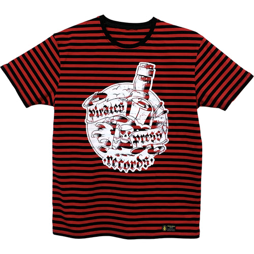 Pirates Press Records - Bottle - White on Red & Black Striped  - 15 Year Tag - T-Shirt