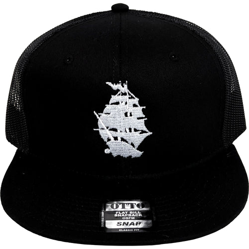 Pirates Press - Ship Logo White On Black - Snapback