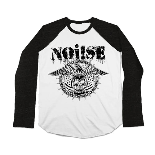 NOi!SE - Skull Eagle White & Black Baseball T-Shirt