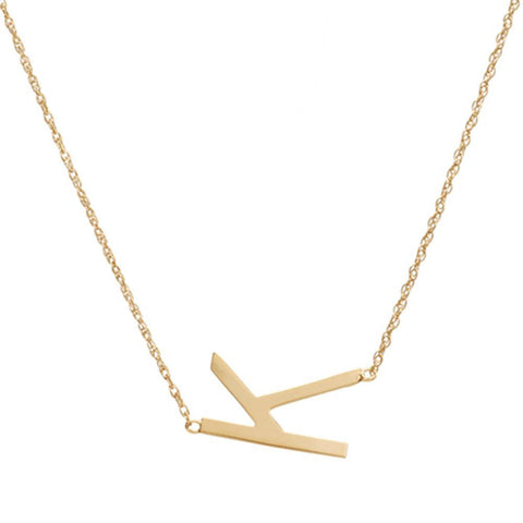 Metal Single Letter Diamond Necklace