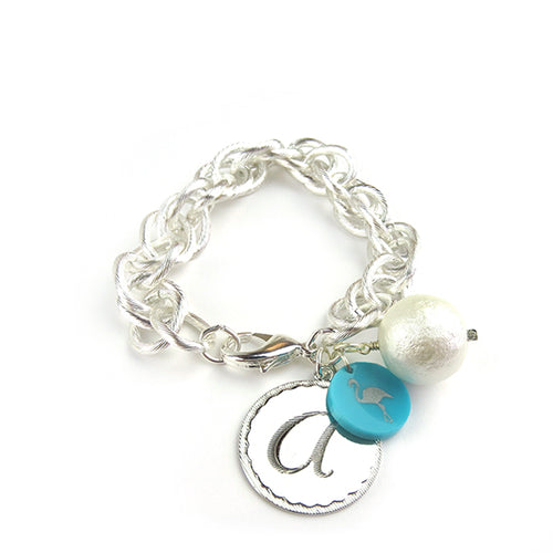 Moon and Lola Preston EDEN Charm Bracelet Cotton Pearl SILVER