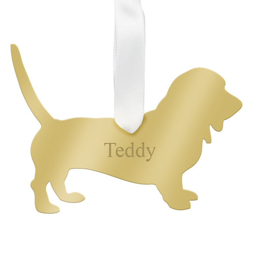 I found this at #edwardterrylandscape! - Personalized Basset Hound Ornament Mirrored Gold