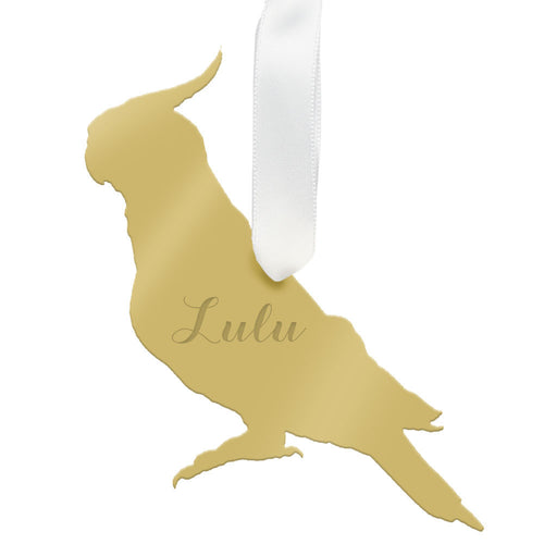 I found this at #edwardterrylandscape! - Personalized Cockatiel Ornament Mirrored Gold