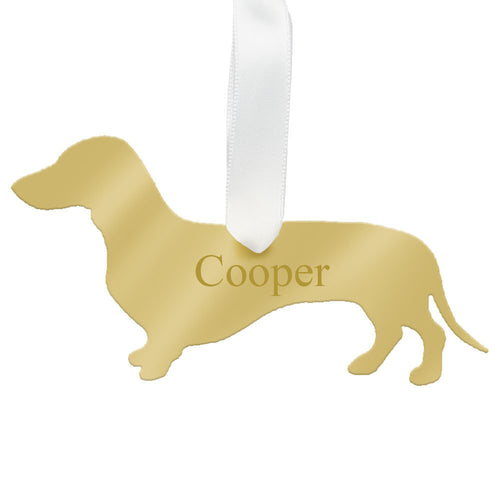 I found this at #edwardterrylandscape! - Personalized Dachshund Ornament Mirrored Gold