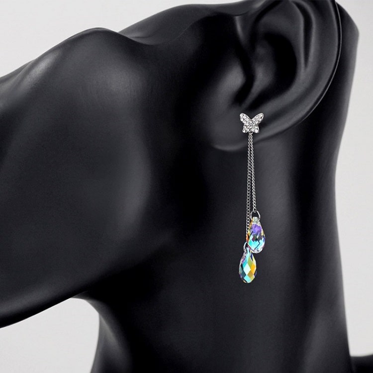 Sublimes Boucles d'Oreilles Goutte d'Eau Cristal Swarovski