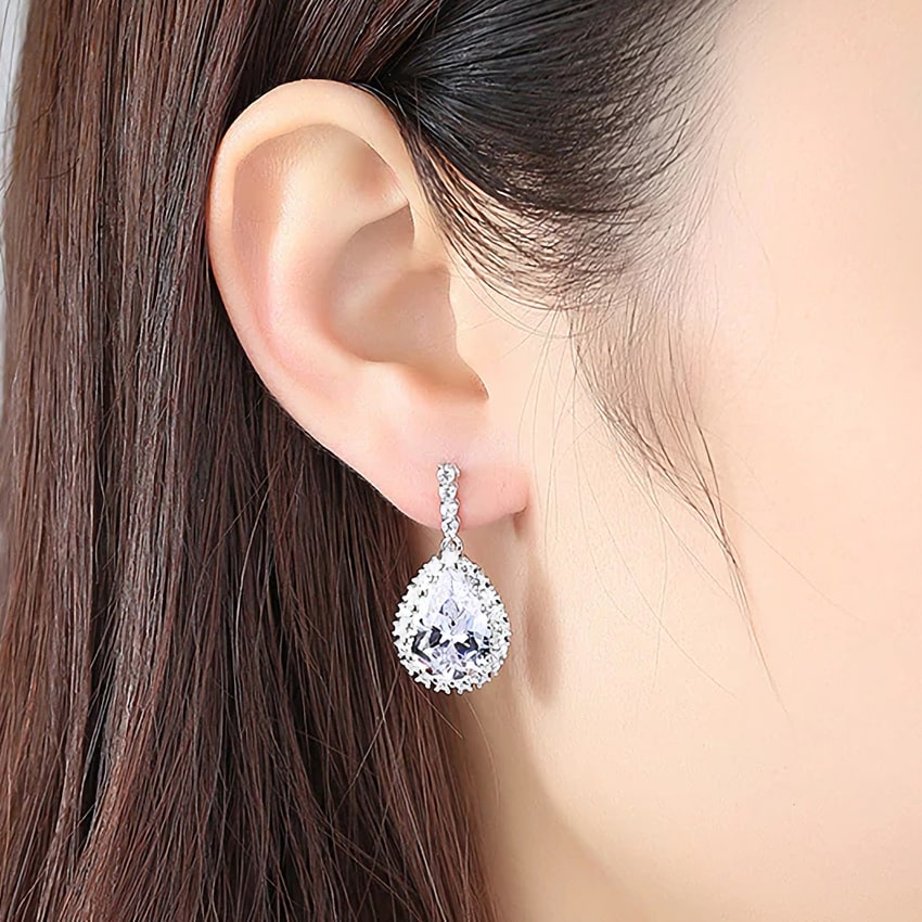 Sublimes Boucles d'Oreilles Goutte d'Eau Strass