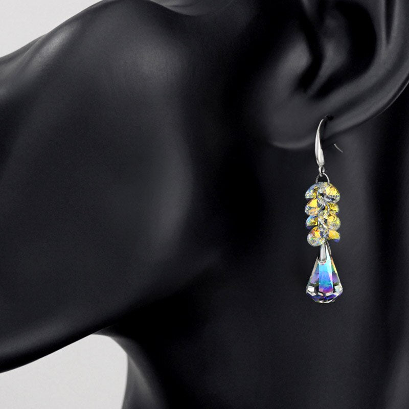 Sublimes Boucles d'Oreilles Goutte d'Eau Transparente