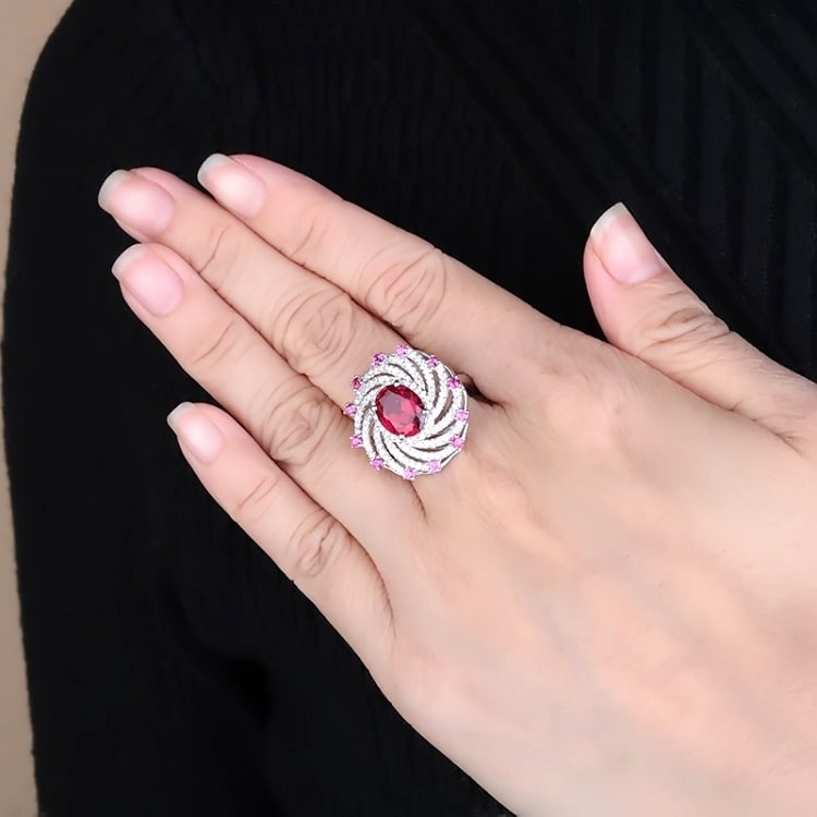 Superbe Bague Argent Rubis Femme