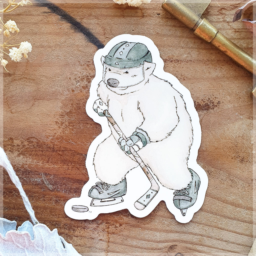 Arctic Polar Bear Ice Hockey Animal Sticker