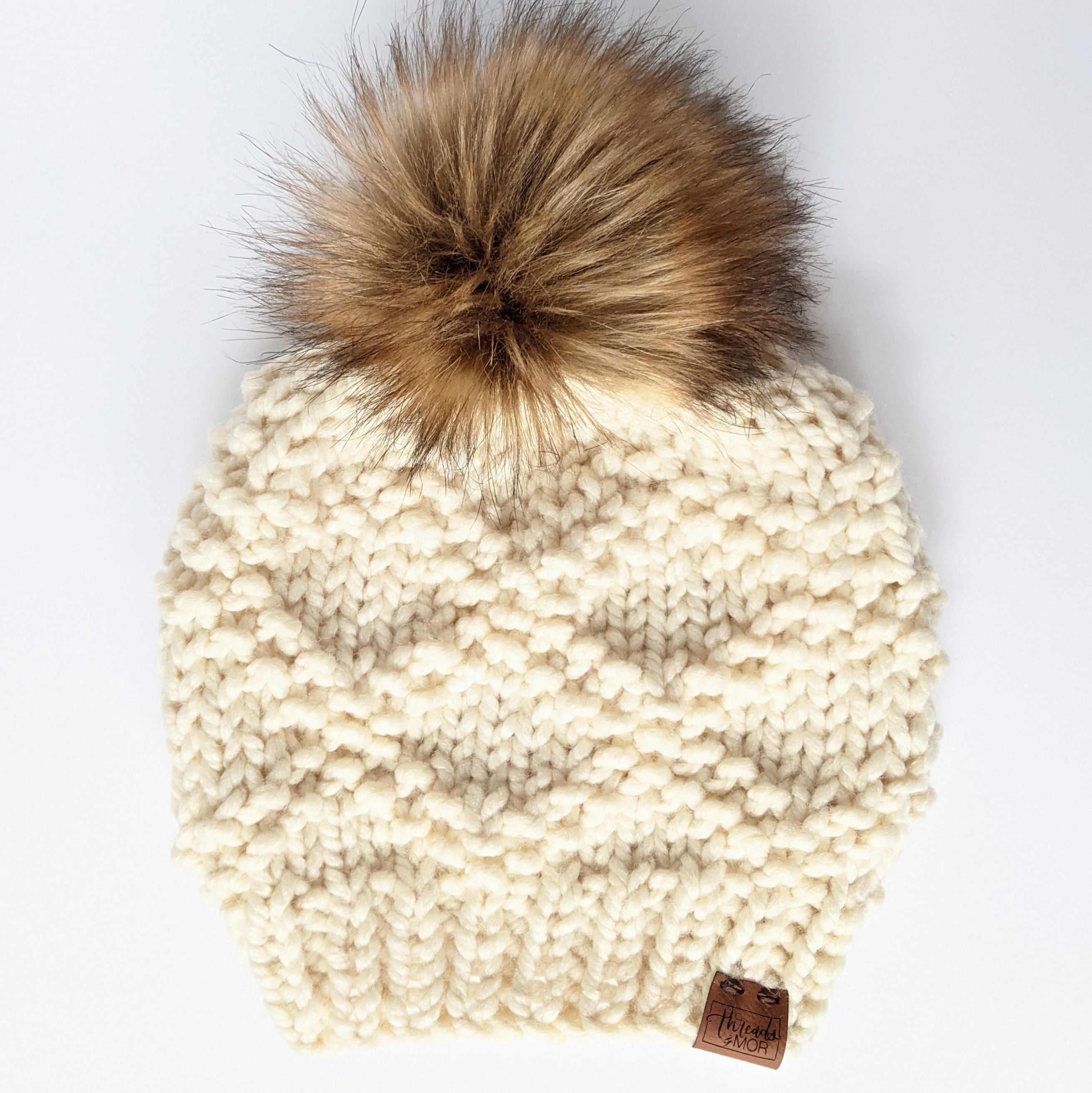 cream knit beanie