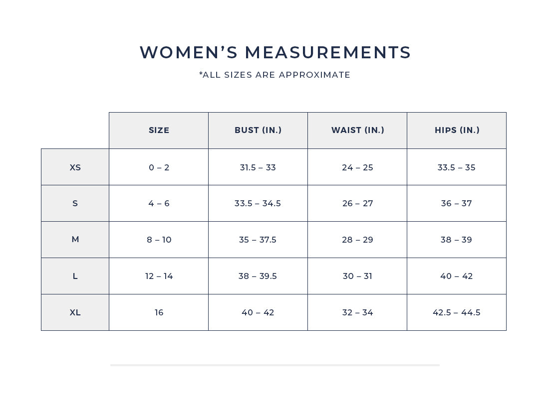 Men's and Women's Size Guide | Faherty Brand