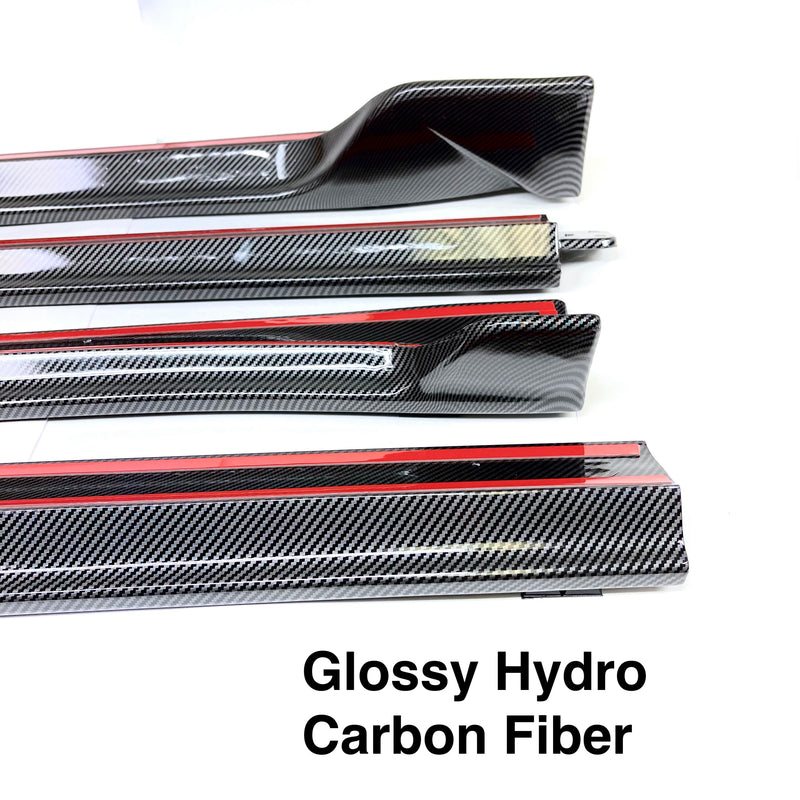 Model 3 Side Skirts -Hydro Carbon Fiber - Satin Black & Glossy Black