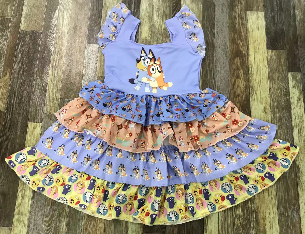 Bluey Stacked Ruffle Dress – Sparkling Unicorn Children's Boutique