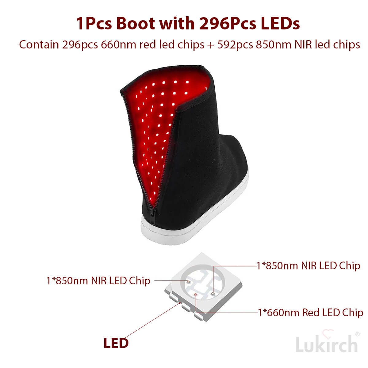 red nir led light therapy boots with 296pcs led