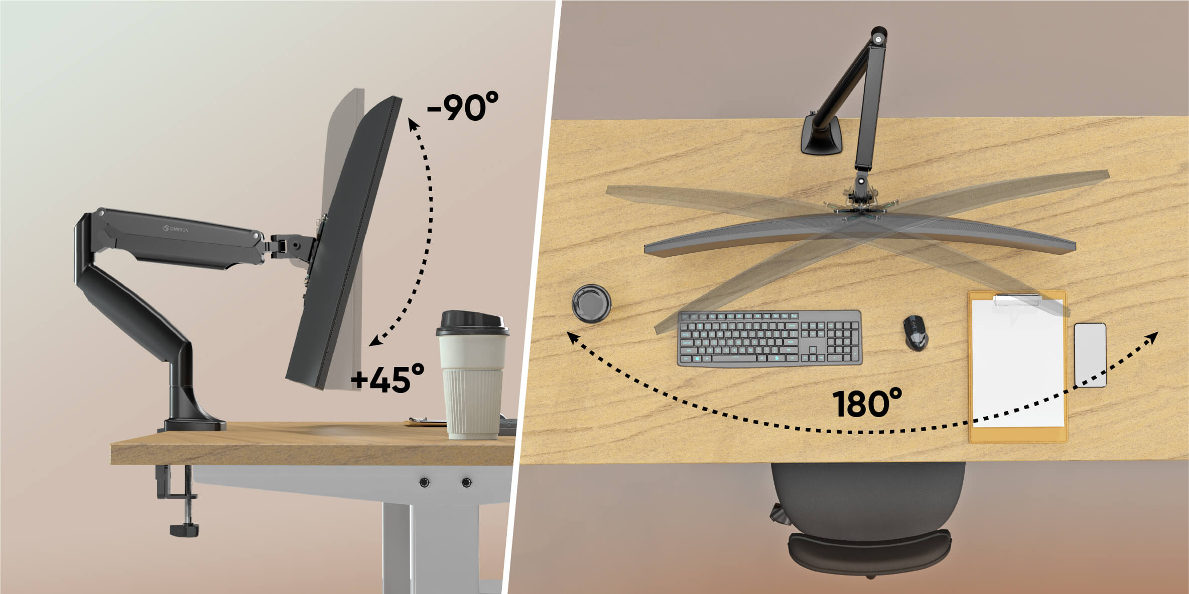 ONKRON Supporto per monitor da scrivania da 13-32 fino 9 kg, nero G100-B