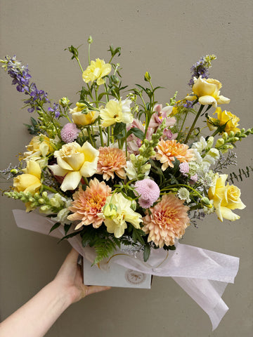 Bright Vased Designer's Choice arrangement made by olfco, a vancouver florist