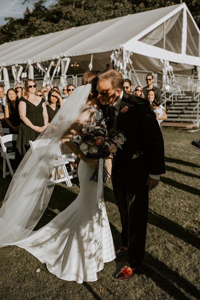 Father of the Bride Giving Bride away outdoor vancouver fall wedding