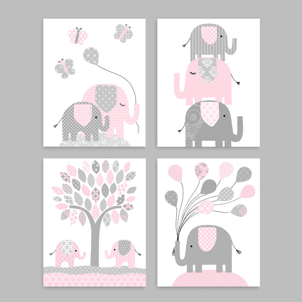 pink and grey elephant nursery