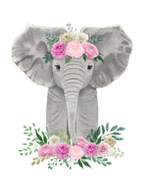 elephant with pink flowers print