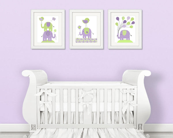 Elephant Nursery Baby Girl Decor Nursery Wall Art Green And