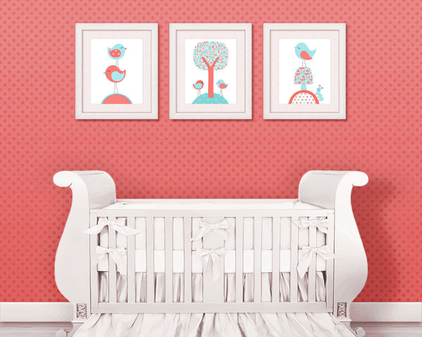 Nursery Wall Art Bird Nursery Baby Room Decor Baby Girl Aqua And C Sweetpeanurseryart