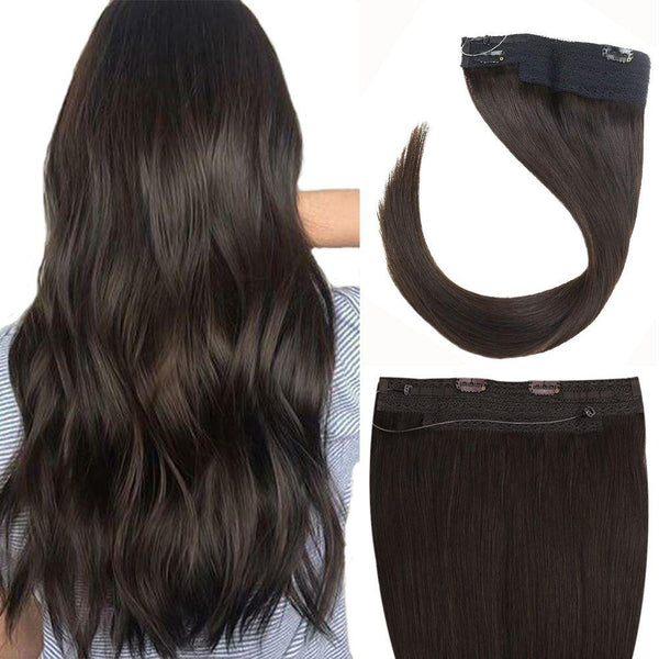 Invisible Wire Halo Hair Human Extensions No Glue Balayage Brown Highl –  Hetto Human Hair