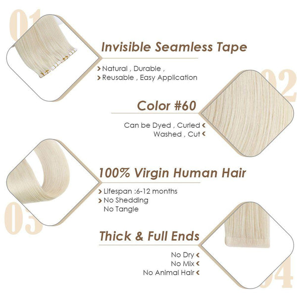 Invisible Seamless Injection Tape in Virgin Human Hair Extensions Jet –  Hetto Human Hair