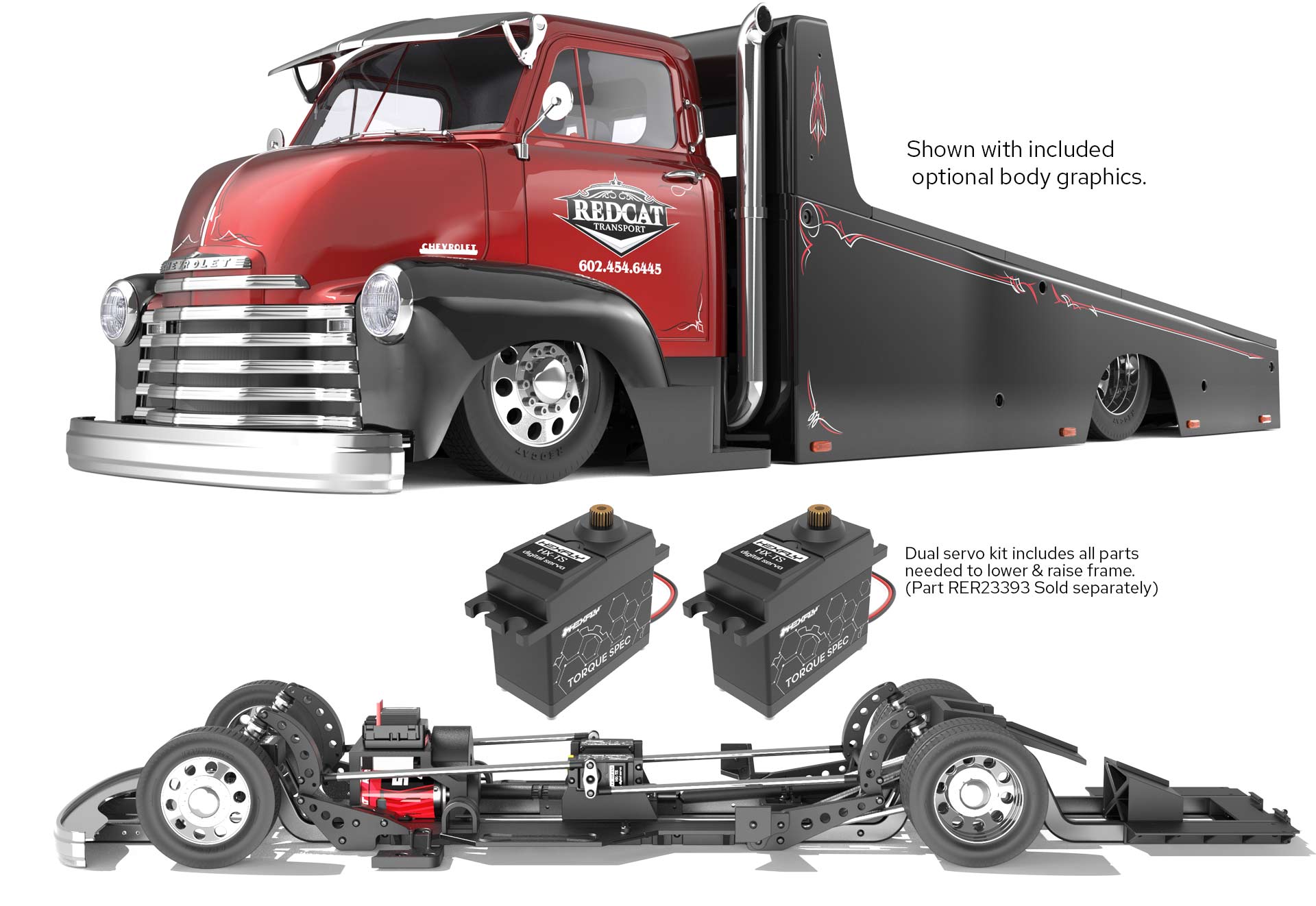 Redcat Racing 1/10 Custom 1953 Chevrolet Cab Over Engine Hauler RTR, Candy  Red