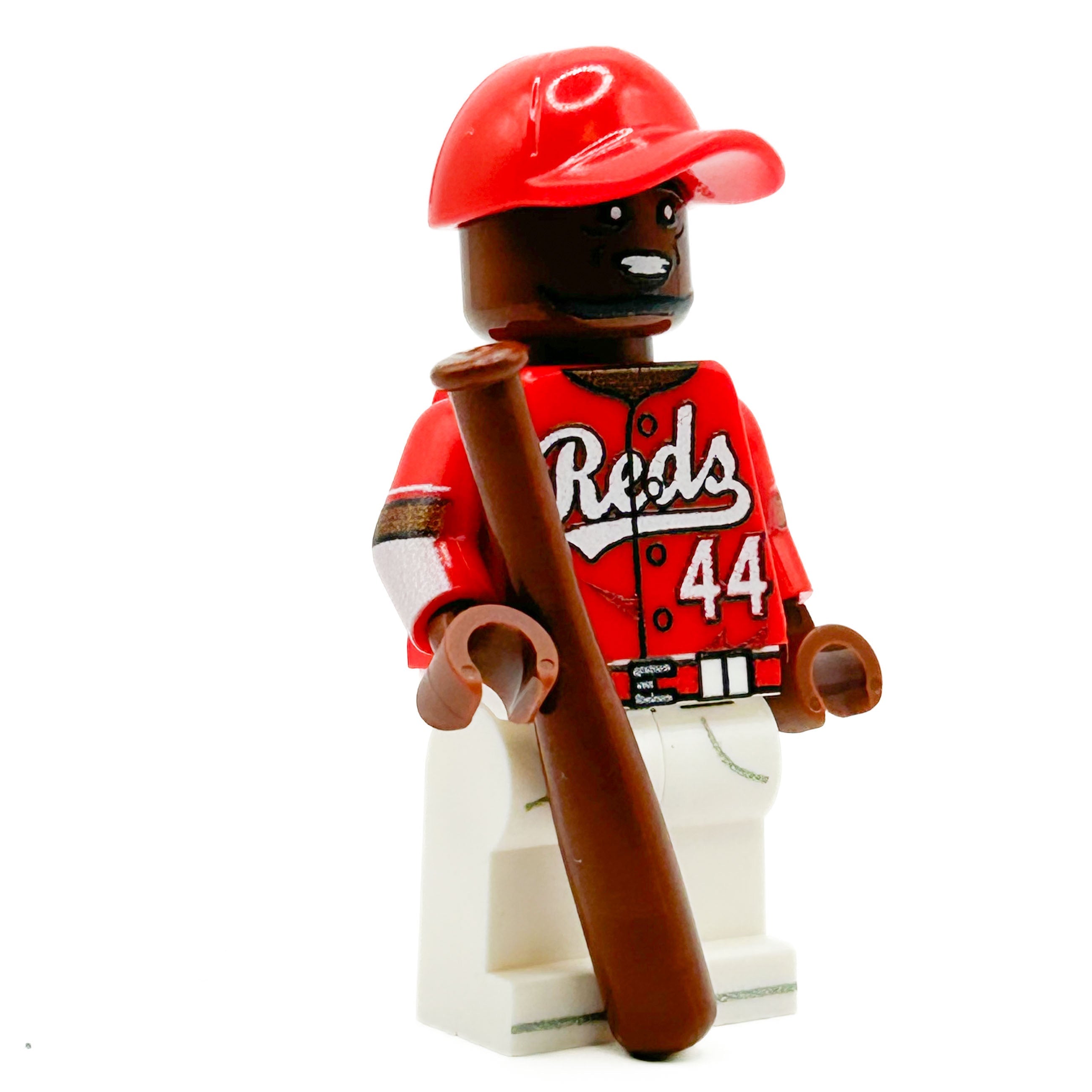 #44 Cincinnati Baseball Player Minifig made using LEGO parts - B3 Customs