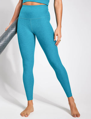 Beyond Yoga Spacedye Outlines High Waisted Midi Legging in Birch & Cloud  White