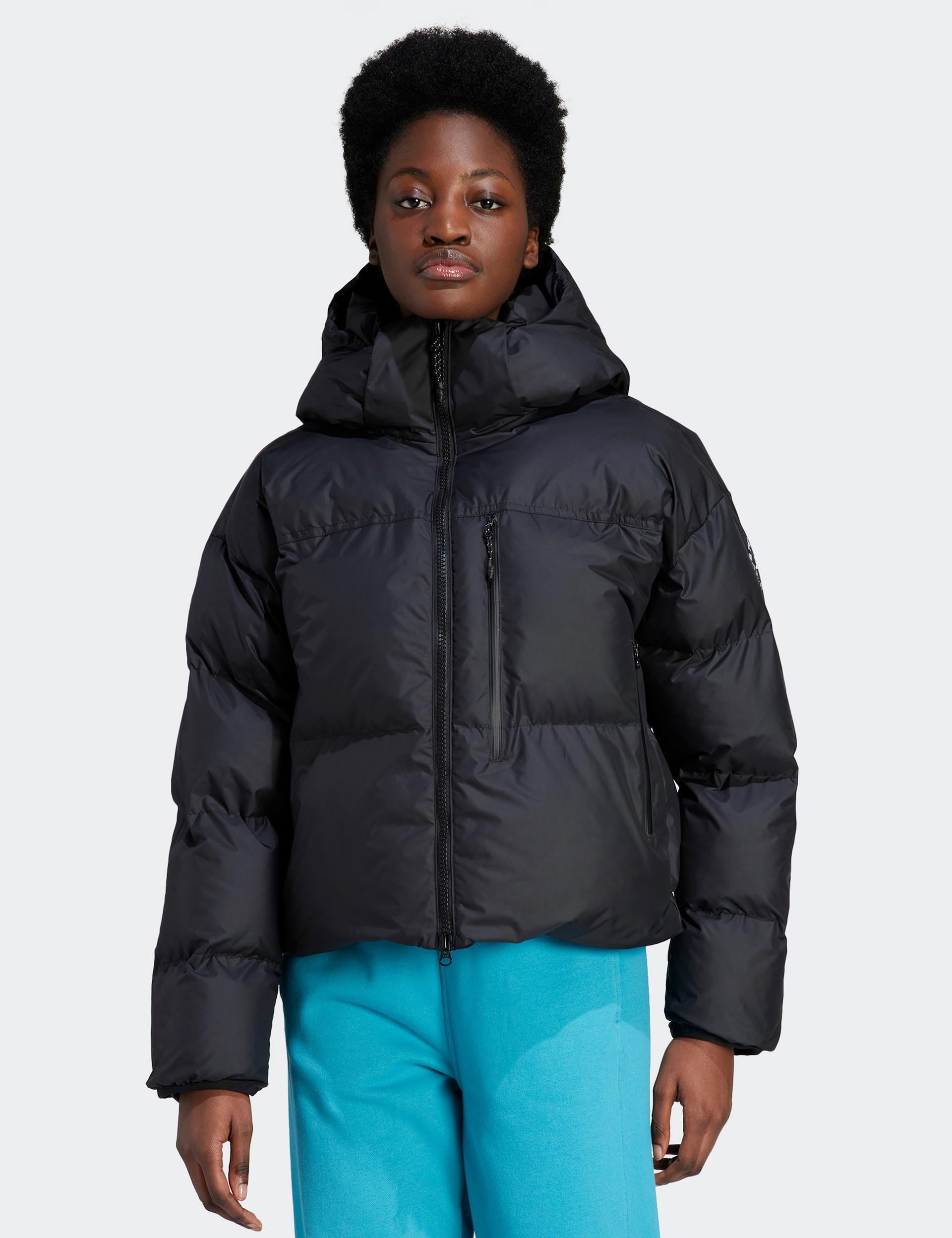 Shop Adidas By Stella Mccartney Truenature Short Padded Winter Jacket In Black