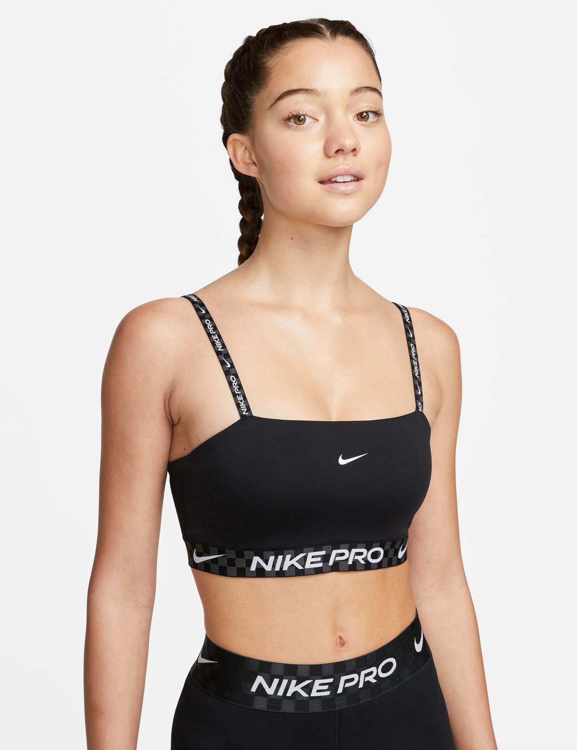 NIKE Women's W NP DF INDY Bandeau Bra T-Shirt, Black/Anthracite