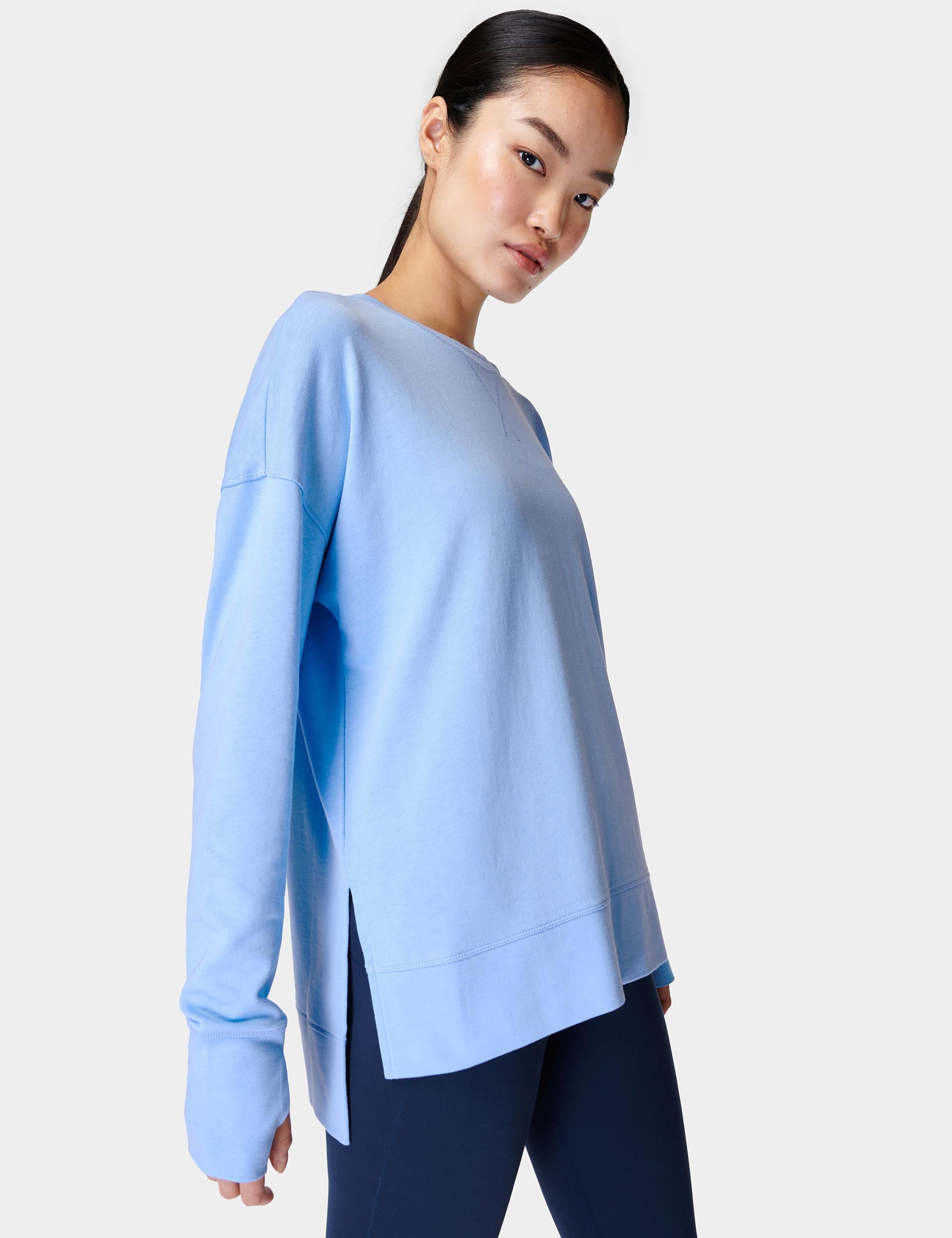 sweaty betty after class longline sweatshirt - filter blue - xs