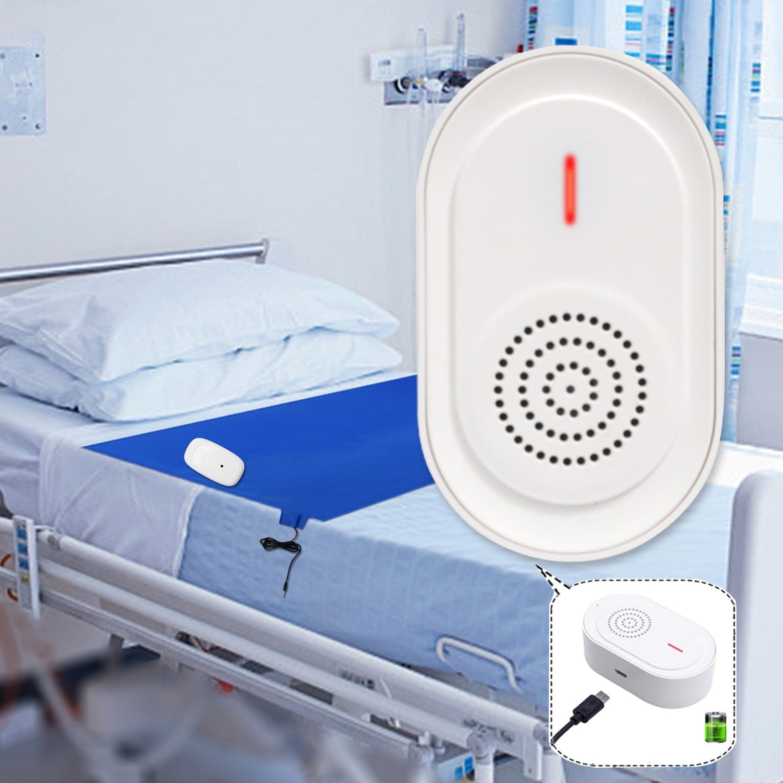 CallToU Bed Alarms System Fall Prevention Alarm Pad for Dementia Pat